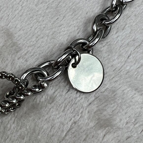 Chunky Chain Link Necklace Silver Tone Heart Dangle Love You More - Picture 6 of 6